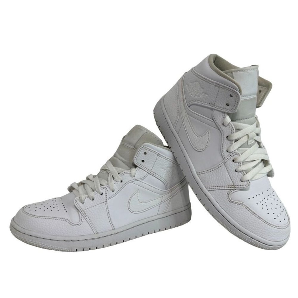 NIKE Air JORDAN 1 Mid Triple White 554724-130 Mens Size 8.5